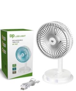 Dp-7627 Rechargeable table fan 4000 MAh battery with led . রিচার্জেবল টেবিল ফ্যান 4000 mah ব্যাটারি