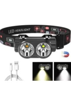 SD-008 Rechargeable High Power White & Yellow Light Magnetic Headlamp For Camping, Riding, Maintaining, Night Fishing & More