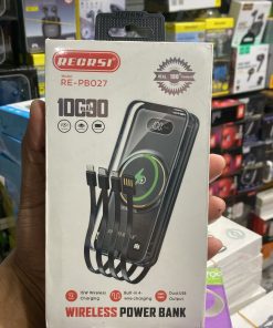 REGRSI RE-PBO27 10000mAh Wirless power bank with 15W Wireless Charging  Built-in 4- wire charging  Dual USB Output