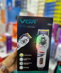 VGR V-699 Salon Series Professional Digital Display Cordless Hair Clipper with Taper Lever Hair Cutter Kit Grooming Set Li-ion Battery 2000mAh 180 minutes with USB charging with Hanging loop - White