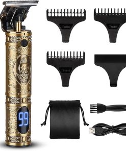 Professional Hair Trimmer, T Blade Trimmer Zero Gapped Baldhead Hair Clippers for Men Beard Shaver Cordless Rechargeable Hair & Beard Trimmer LED Display .