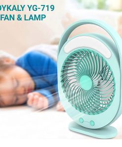JOYKALY YG-719 Rechargeable 2400mAh Lithium Battery Strong Wind Desk Fan With LED Lamp .  রিচার্জেবল 2400mah লিথিয়াম ব্যাটারি স্ট্রং উইন্ড ডেস্ক ফ্যান