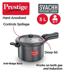 Prestige 20224 5 Litre Svachh Hard Anodised Gas and Induction Compatible Pressure Cooker