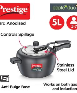 Prestige  20264 5 Litres Apple DUO Plus Hard Anodised Induction Base Inner Lid Pressure Cooker