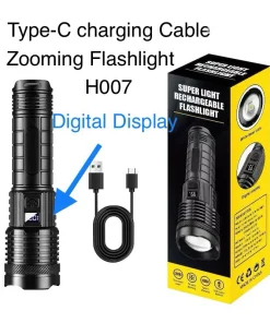 H007 Super Rechargeable Led Torch Flashlight Best Zooming AND Waterproof Powerful Super Bright